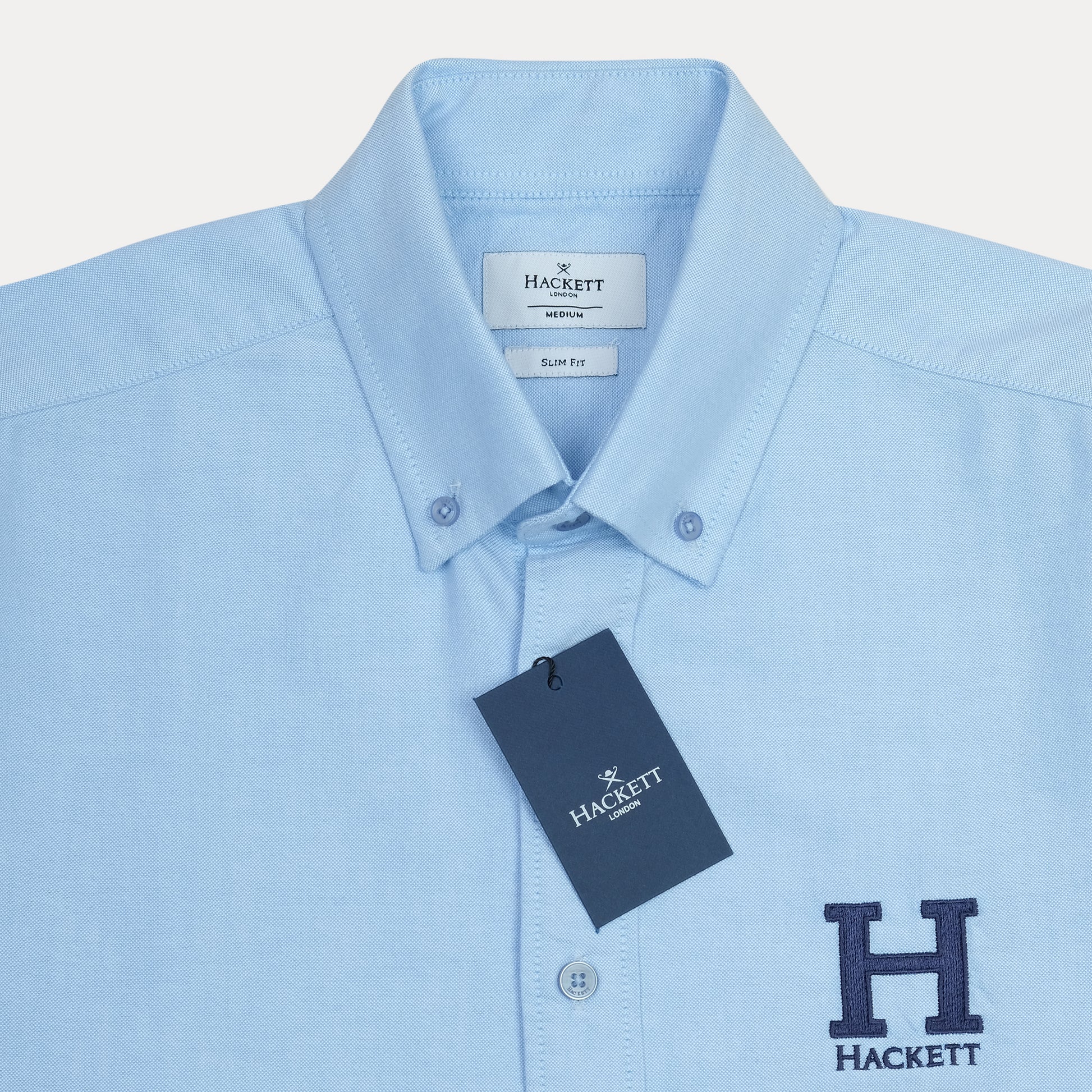 HACKETT Effervescent Sky Blue Slim Fit Shirt with Striped Elegance