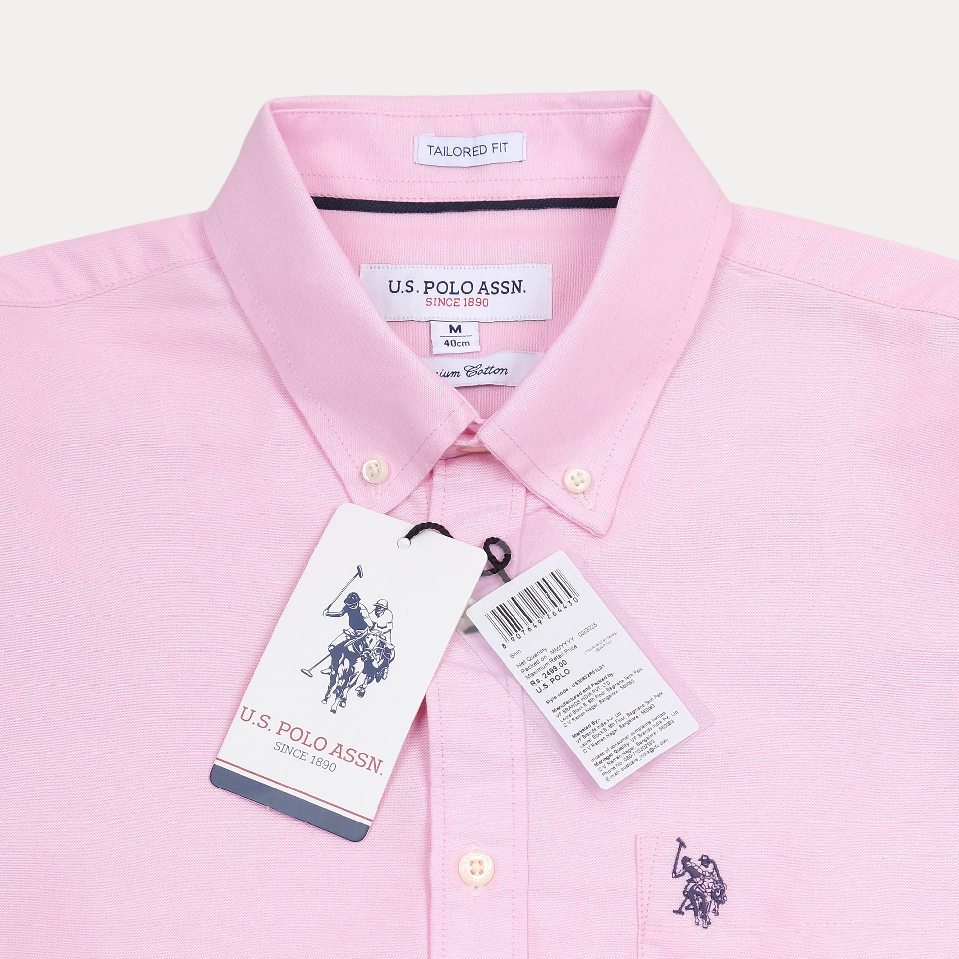 U.S. Polo Assn. Tailored Fit Cotton Shirt in Blushing Pink