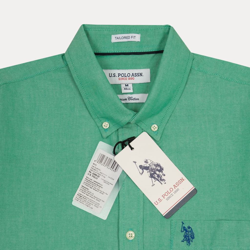 U.S. Polo Assn. Tailored Fit Seafoam Green Cotton Oxford Shirt