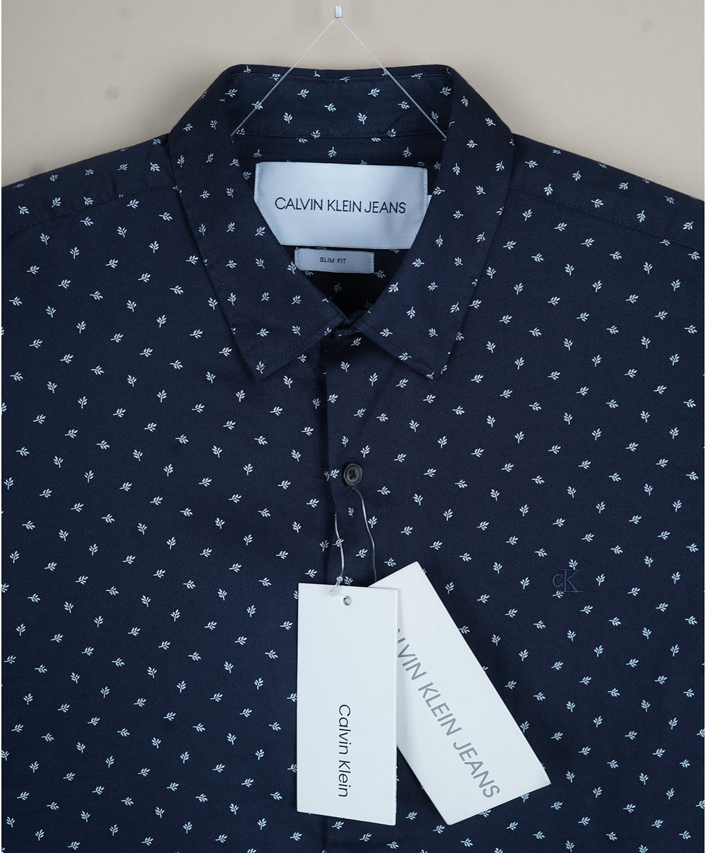 CALVIN KLEIN Opulent Teal Tailored Fit Long Sleeve Button-Up Shirt