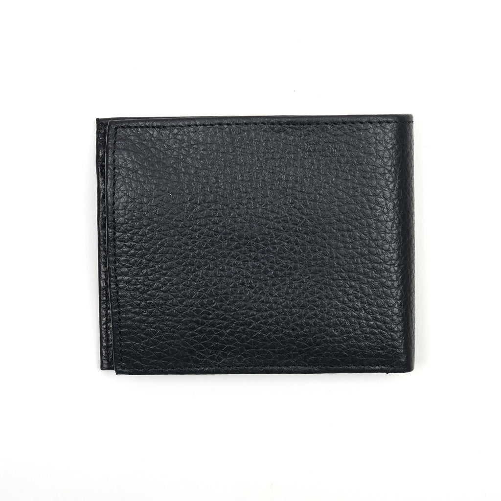 TOMMY HILFIGER Luxurious Pebbled Leather Passcase & Valet Wallet in Midnight Black