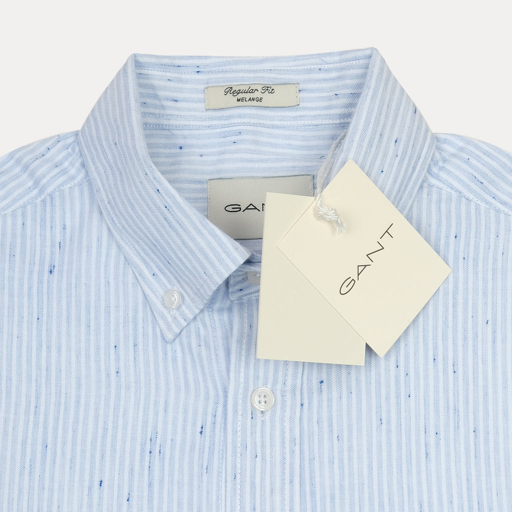 [M��lange Slub Linen] GANT Melange Striped Elegance Shirt in Sky Blue