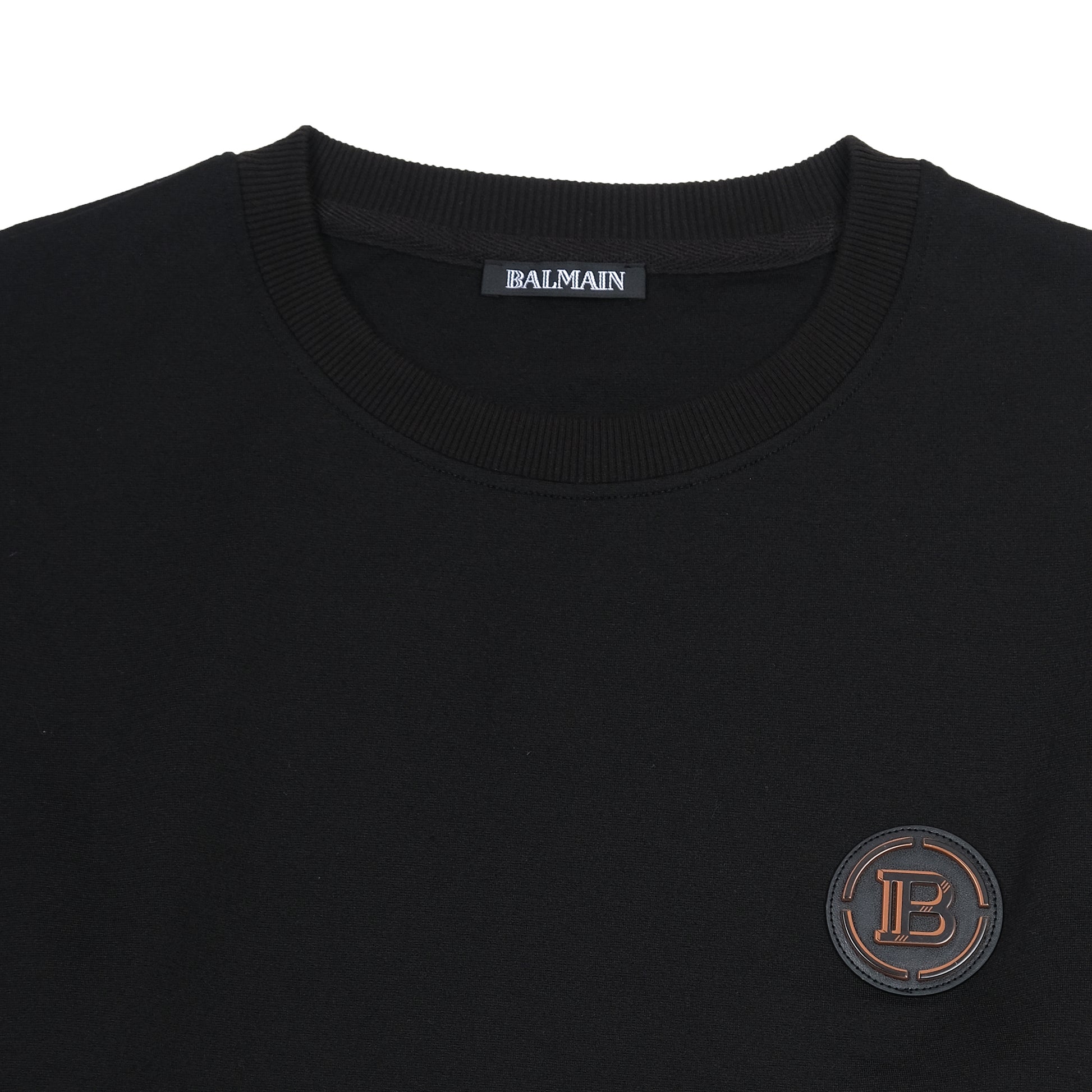 Balmain Luxe Black Emblem Crewneck Sweatshirt