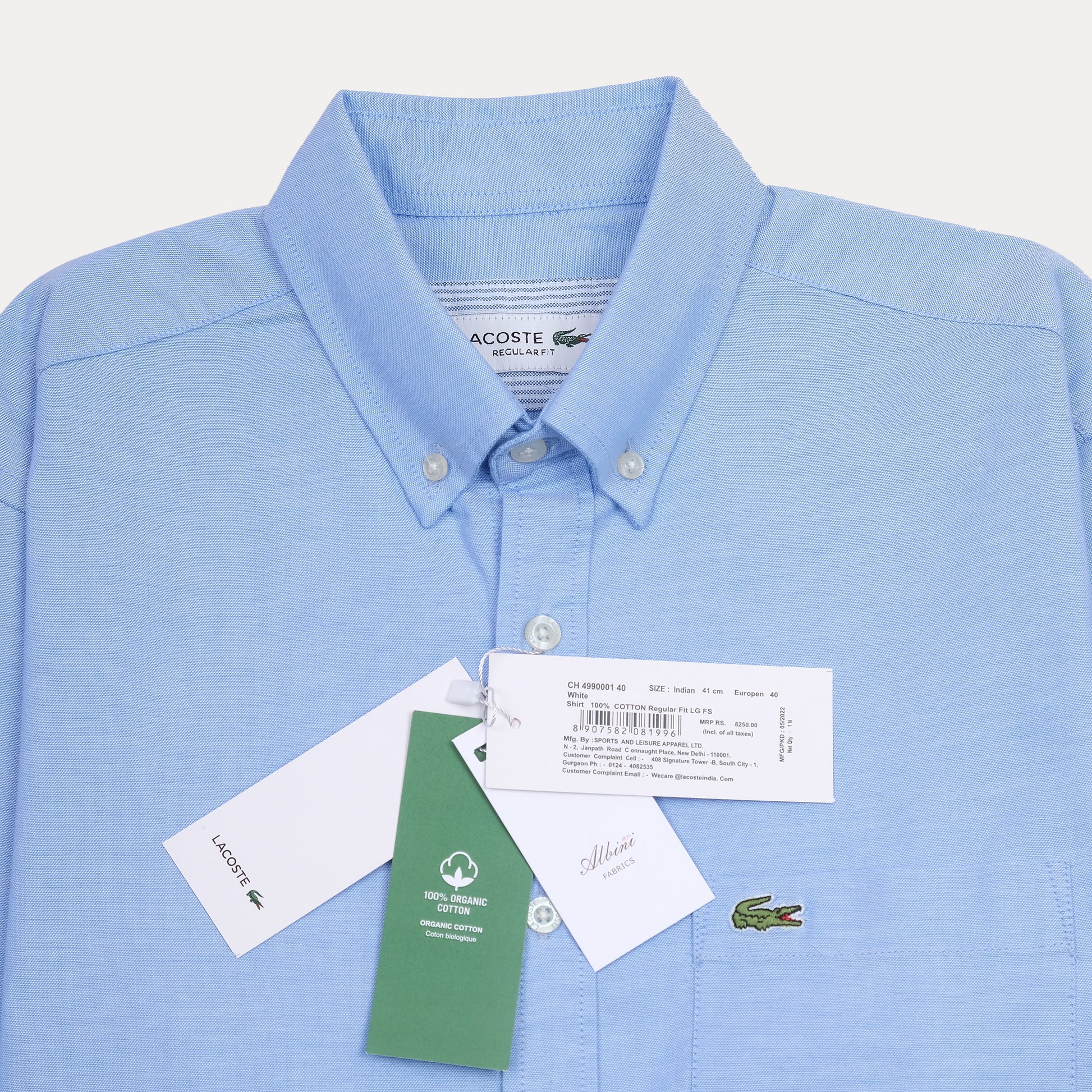 Lacoste Breezy Sky Organic Cotton Button-Up Shirt