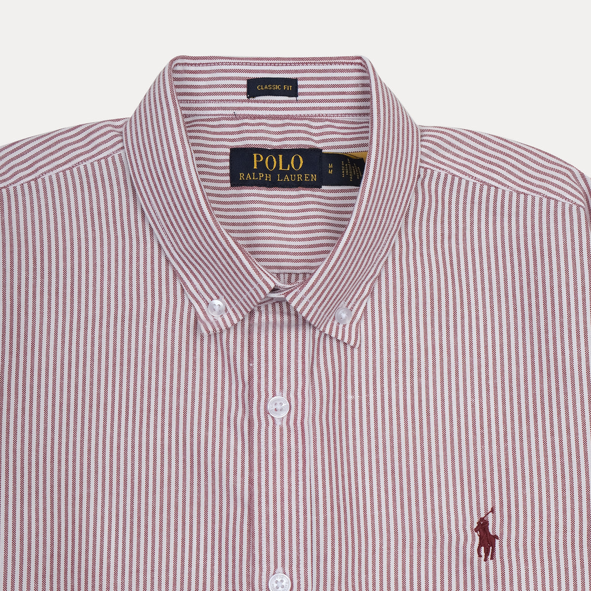 Polo Ralph Lauren Classic Fit Striped Elegance Shirt in Crimson Whisper