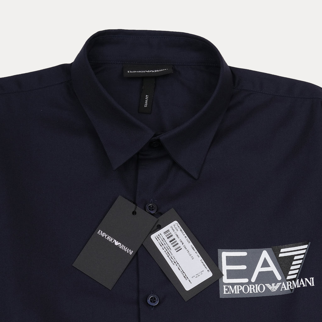 Emporio Armani Elegant Midnight Blue Button-Up Shirt