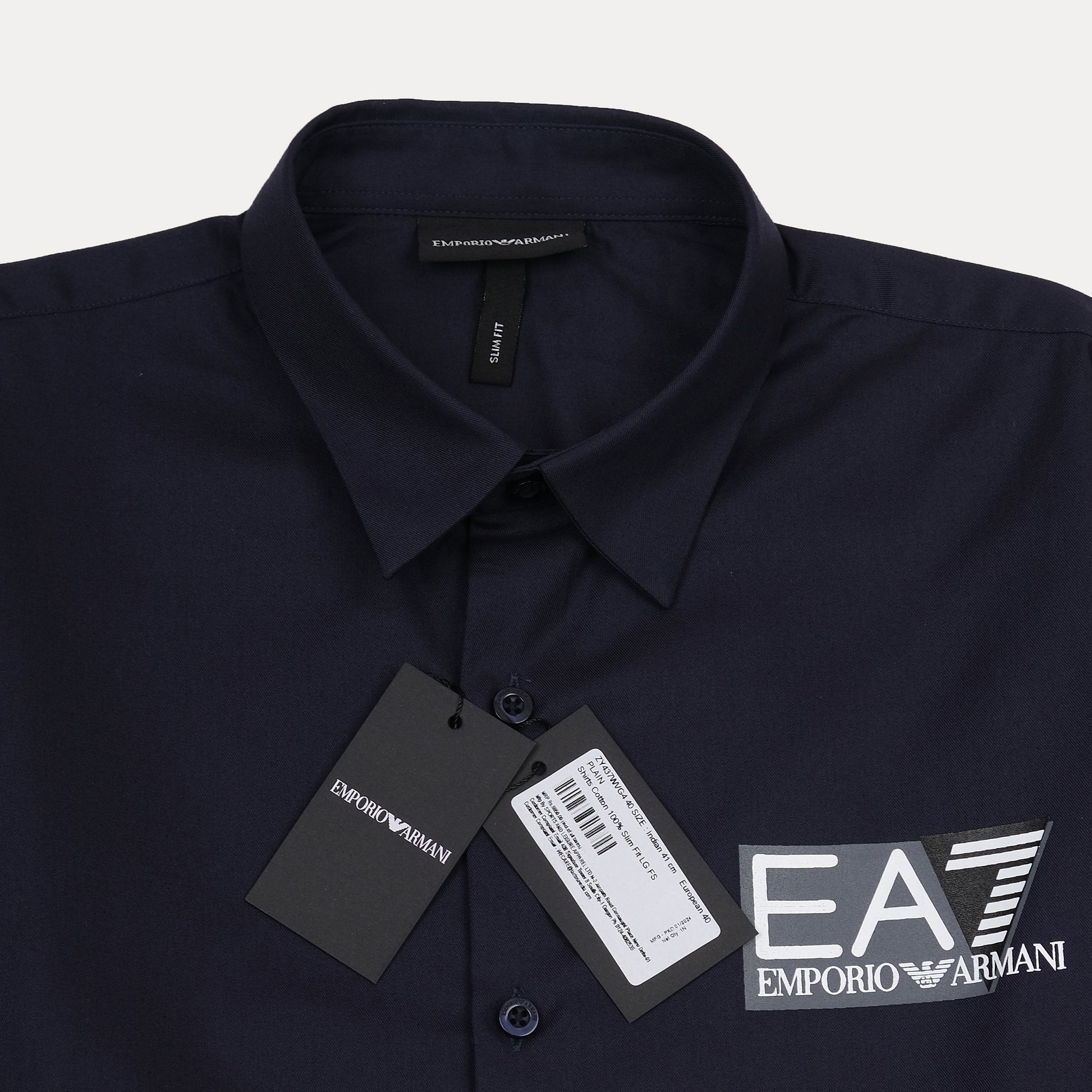Emporio Armani Elegant Midnight Blue Button-Up Shirt
