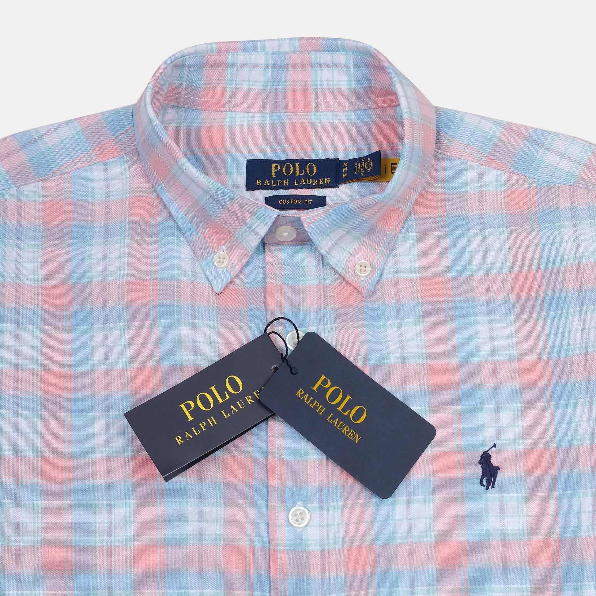 Polo Ralph Lauren Cotton Custom Fit Plaid Shirt in Serene Sunrise