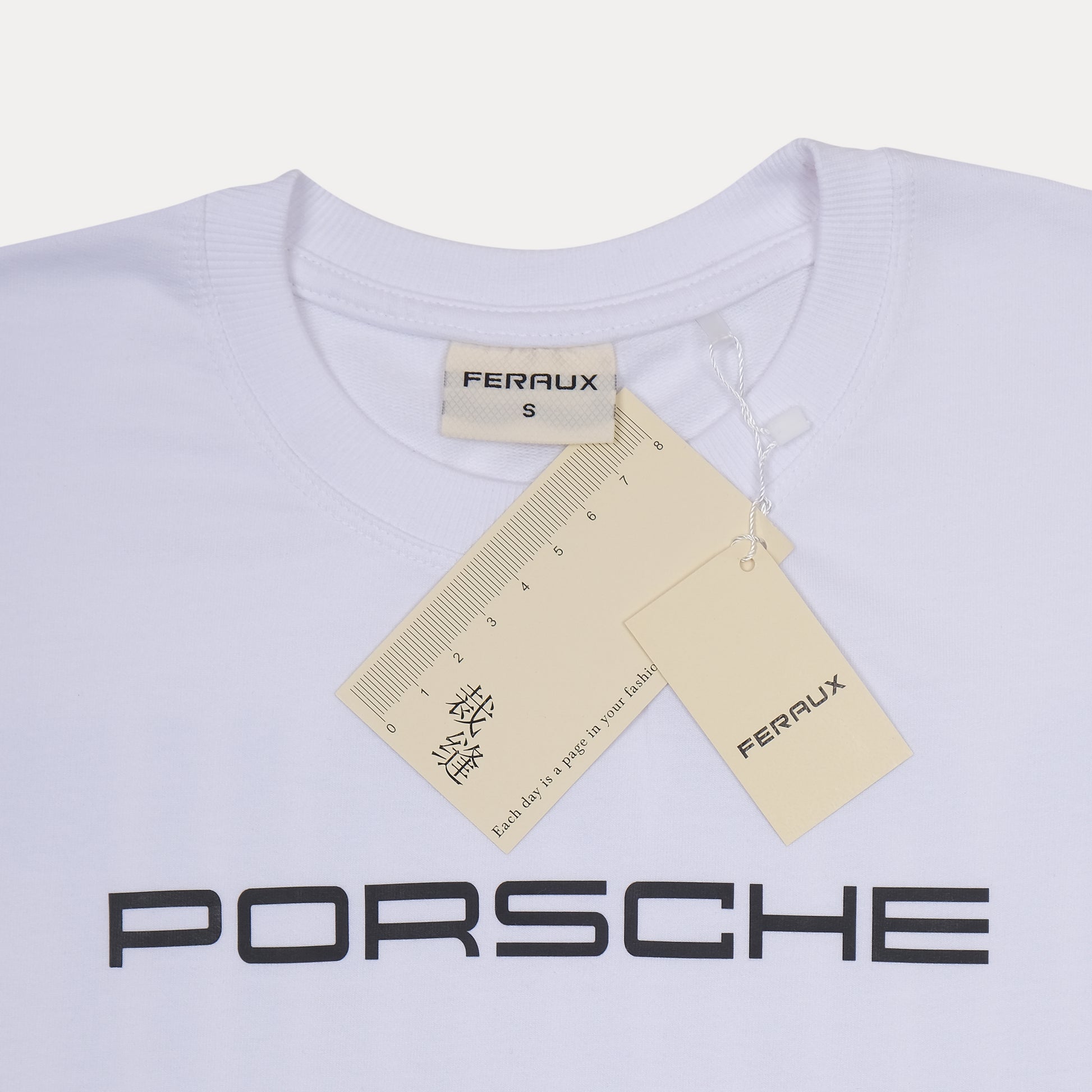 Porsche Dynamic White Graphic Oversized Tee - Speedy Elegance
