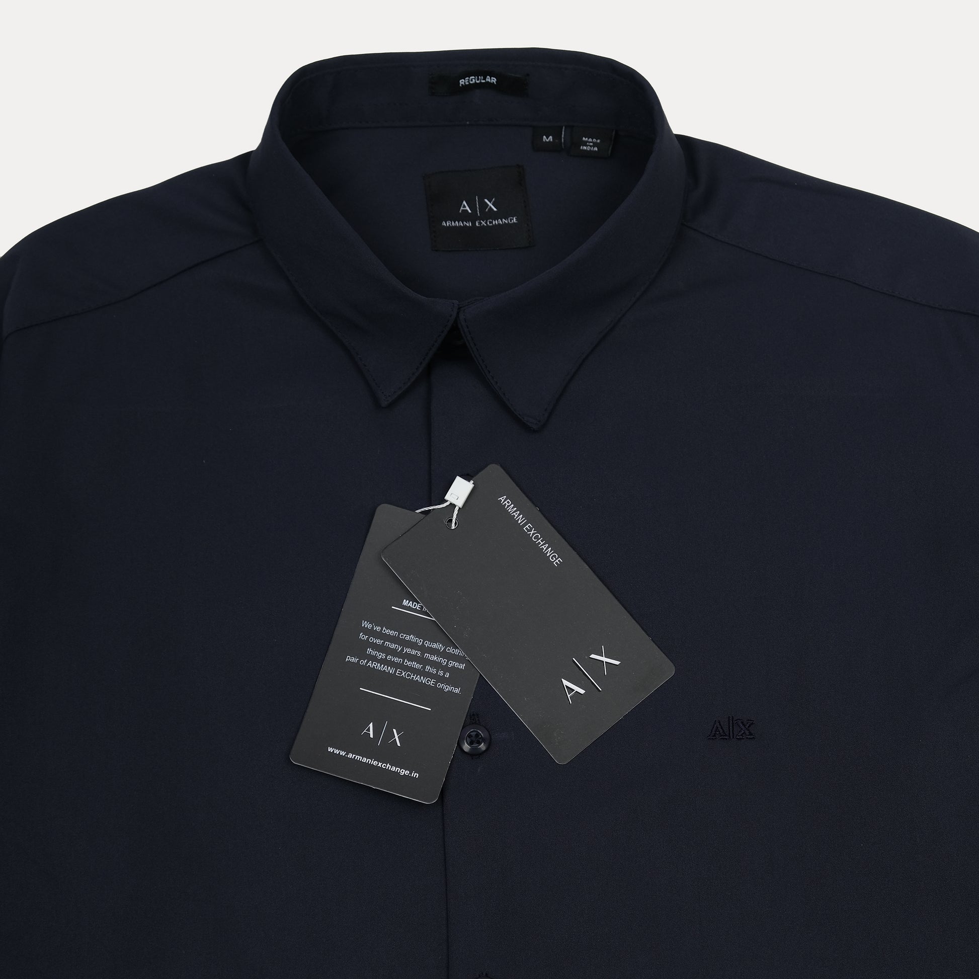 Armani Exchange Elegant Midnight Blue Button-Up Shirt