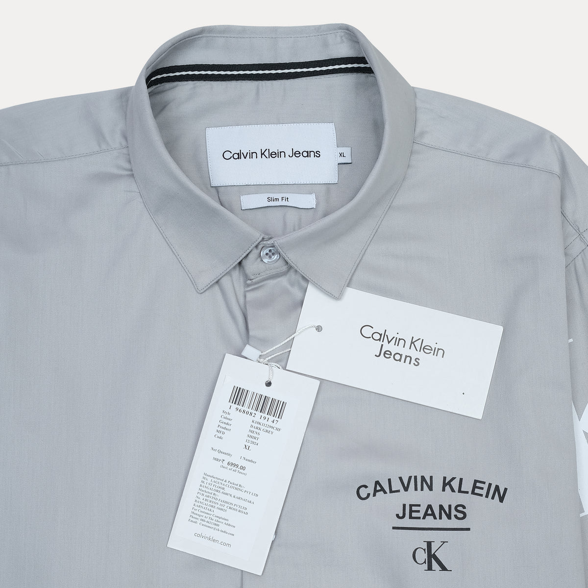 Calvin Klein Jeans Slim Fit Long Sleeve Shirt in Grey