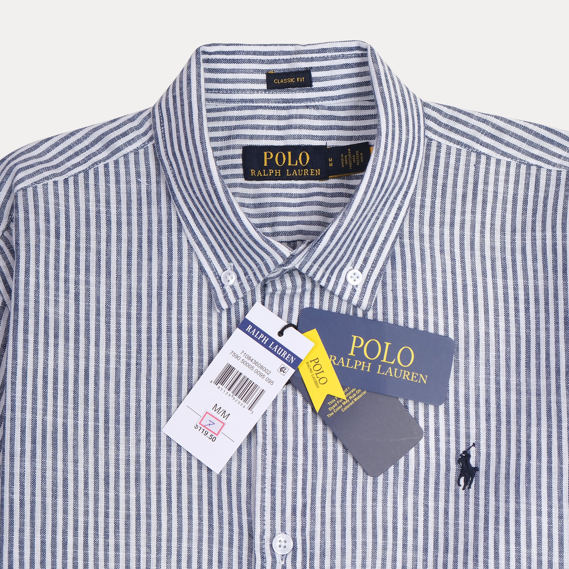 Polo Ralph Lauren Classic Fit Striped Linen Shirt in Nautical Blue