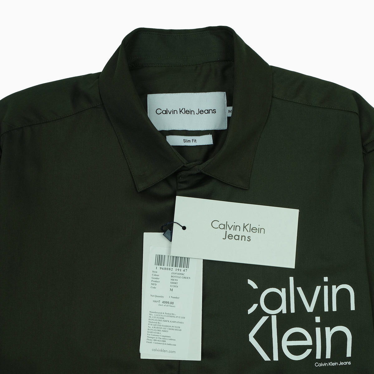 Calvin Klein Jeans Slim Fit Green Button-Up Shirt