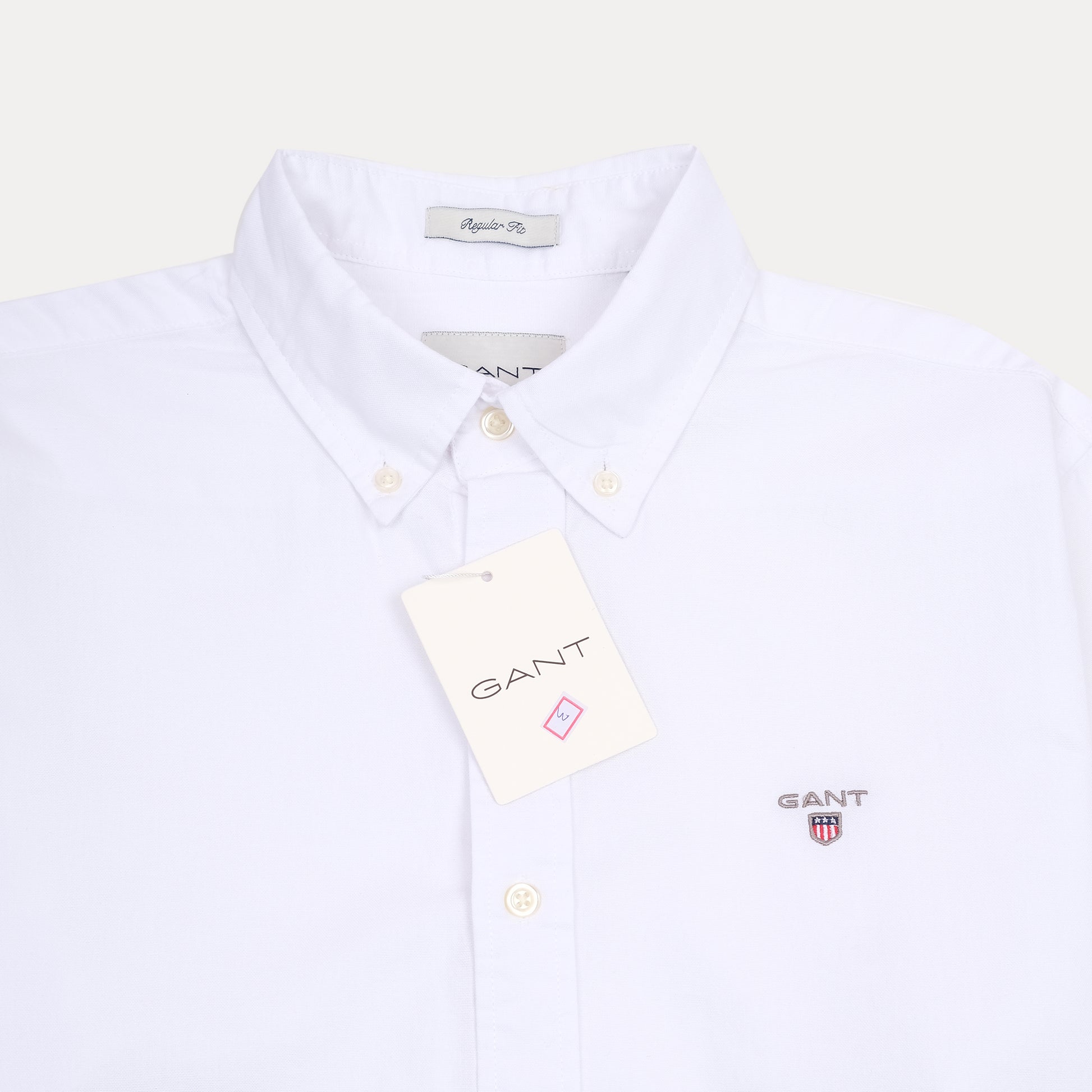GANT Effortlessly Crisp Short-Sleeve Button-Up Shirt in Pristine White