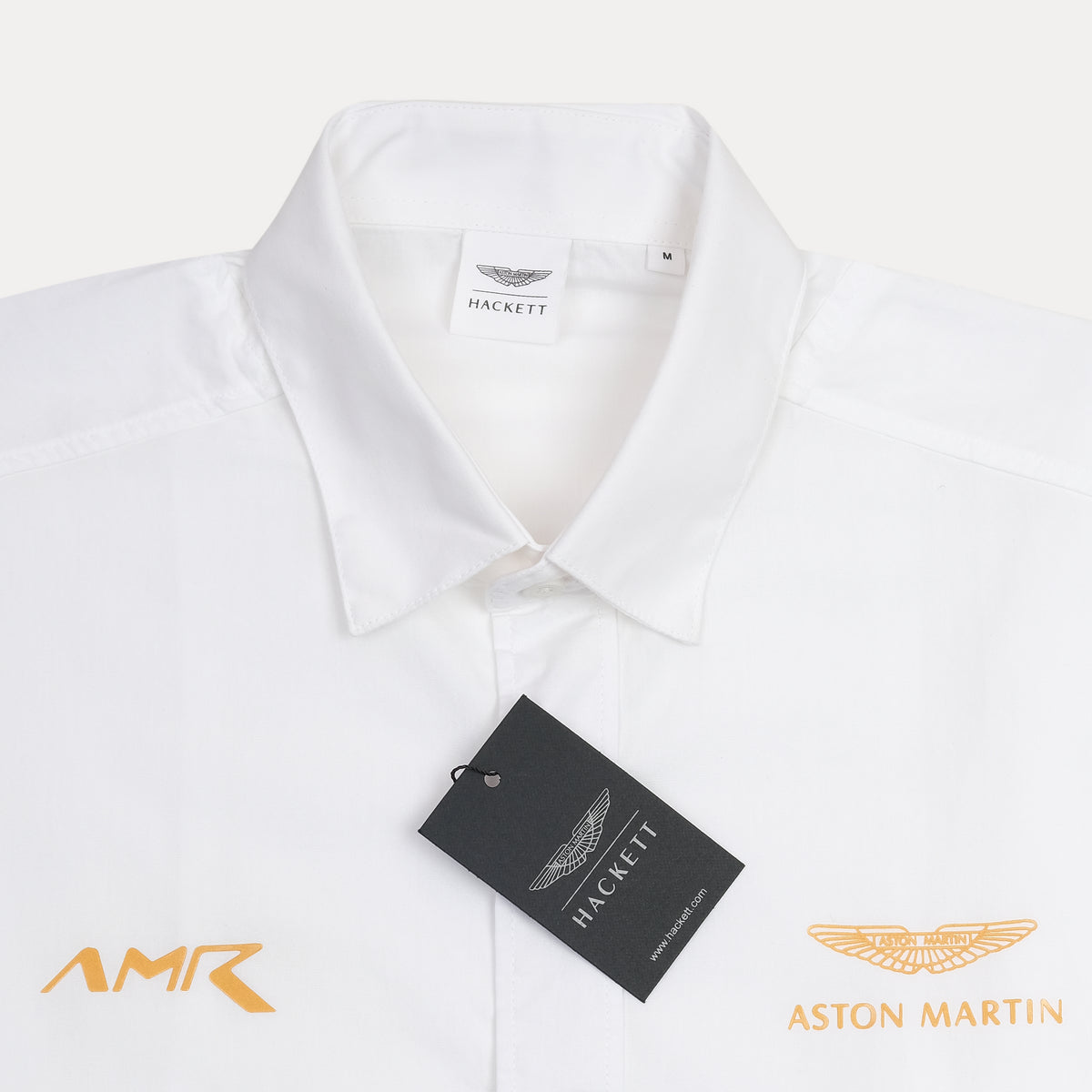HACKETT Elegant White Cotton Shirt with Aston Martin Accents