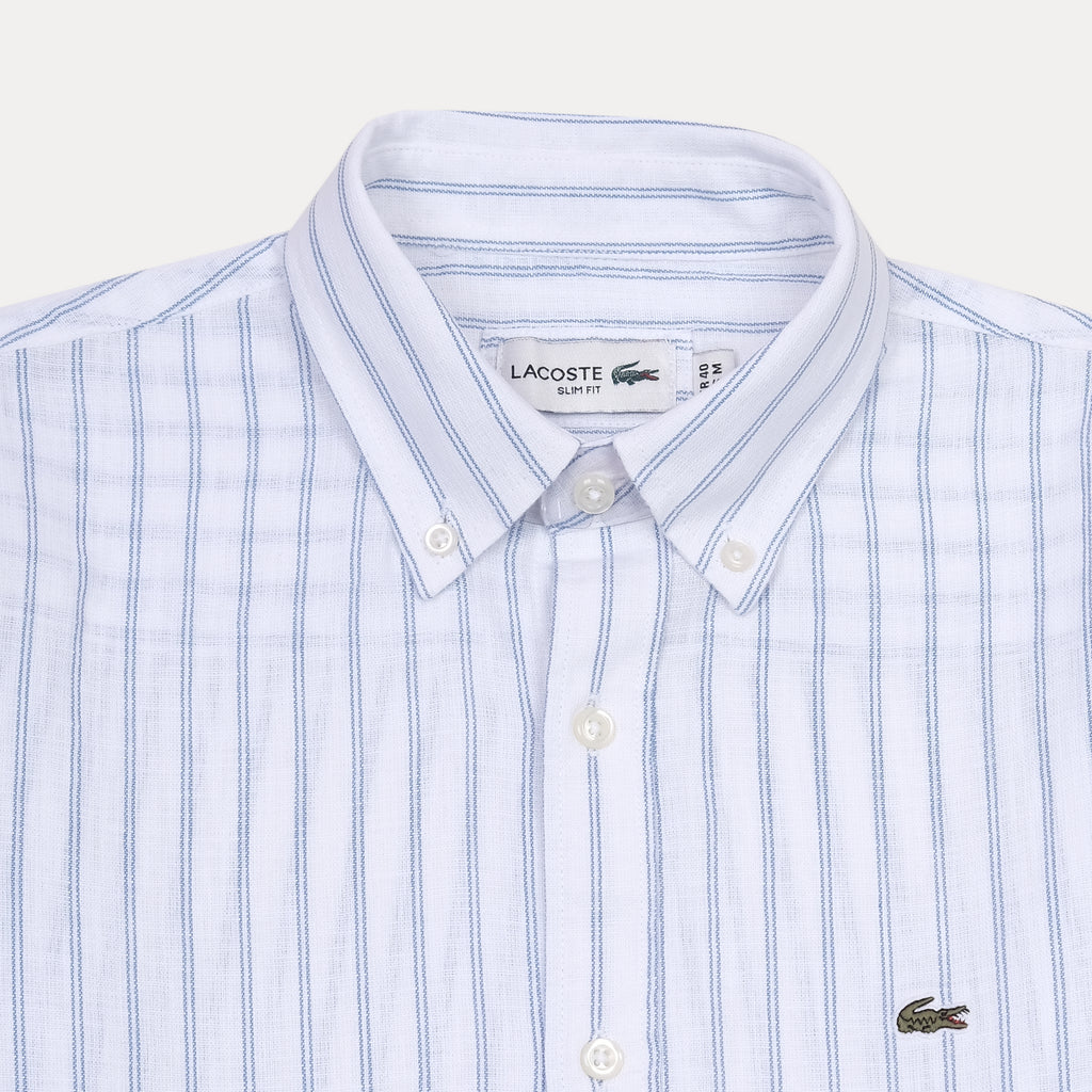 Lacoste Slim Fit Striped Elegance Shirt in Whispering Blue