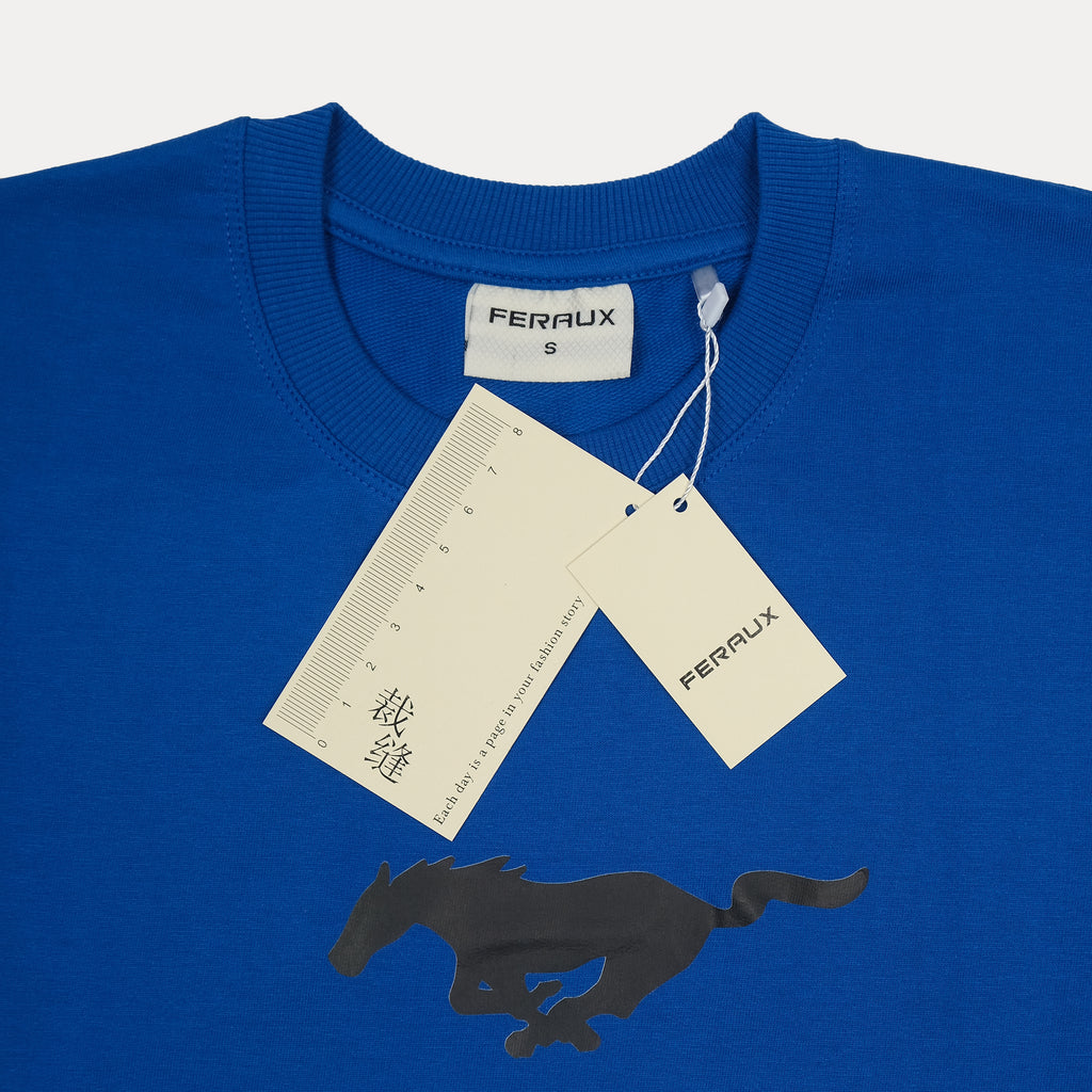 FERAUX Dynamic Mustang Graphic Oversized Tee in Electric Azure
