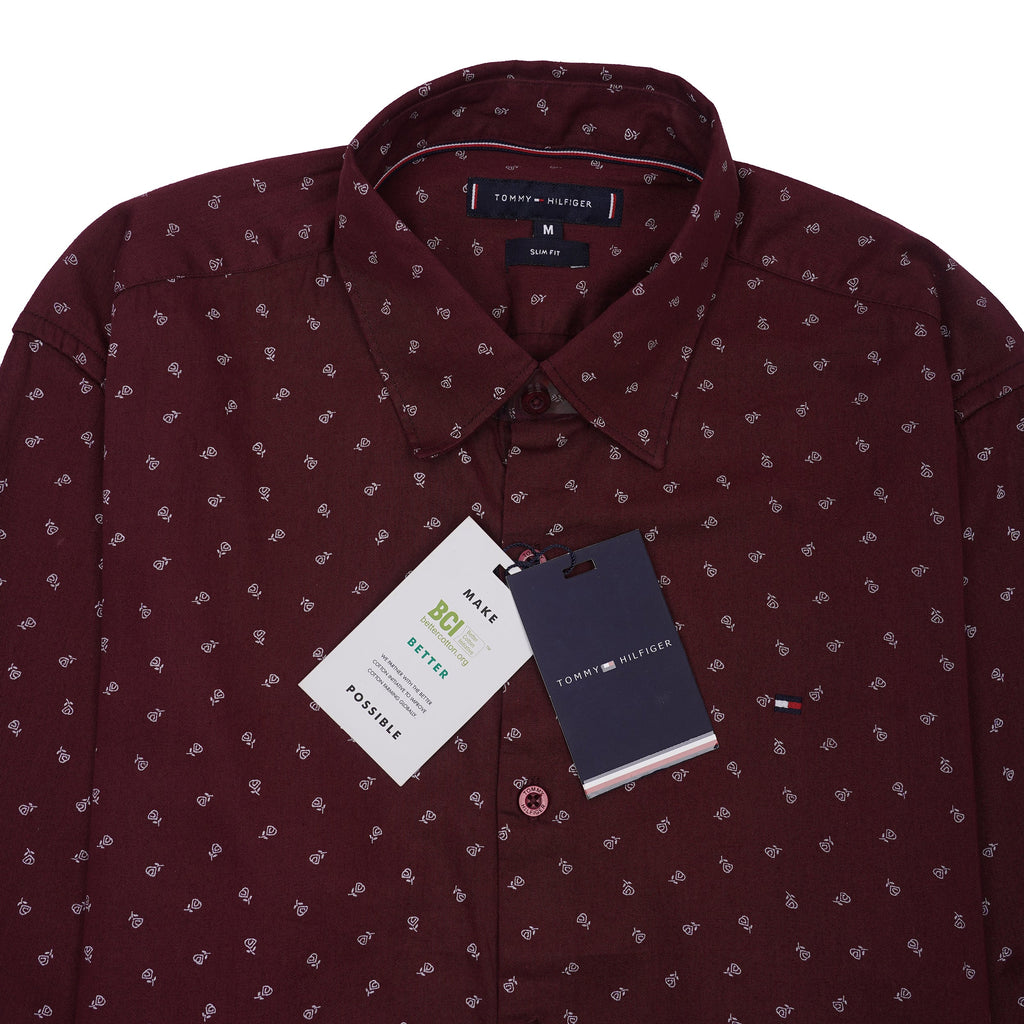 TOMMY HILFIGER Radiant Garnet Tailored Fit Long Sleeve Shirt