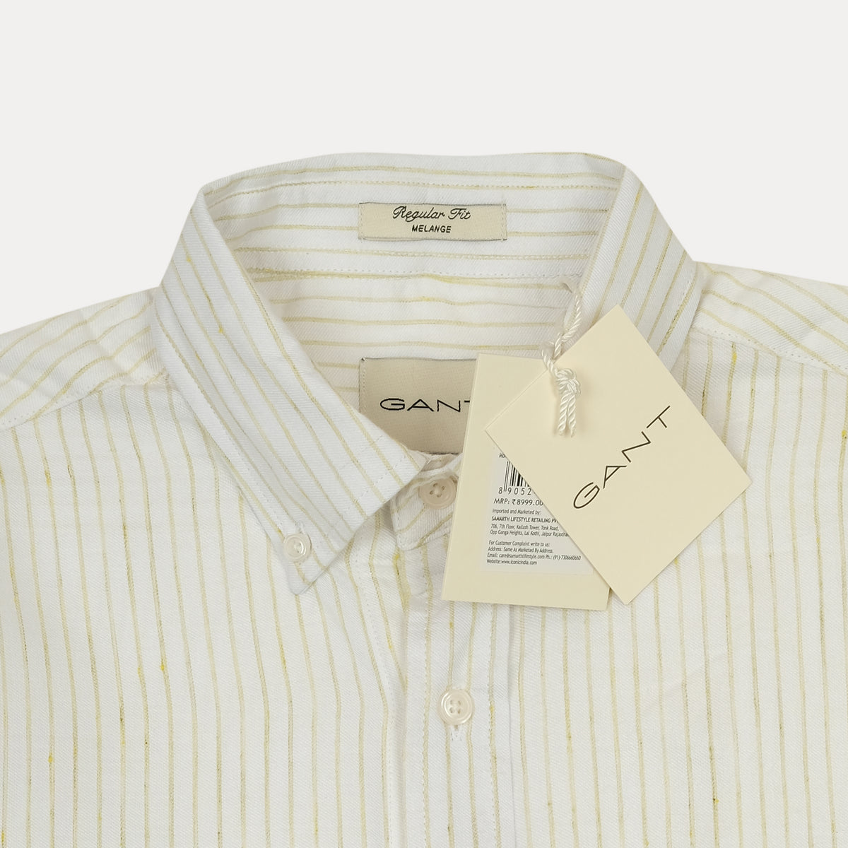 [Melange Slub Linen] GANT Melange Striped Elegance Shirt in Creamy Whisper