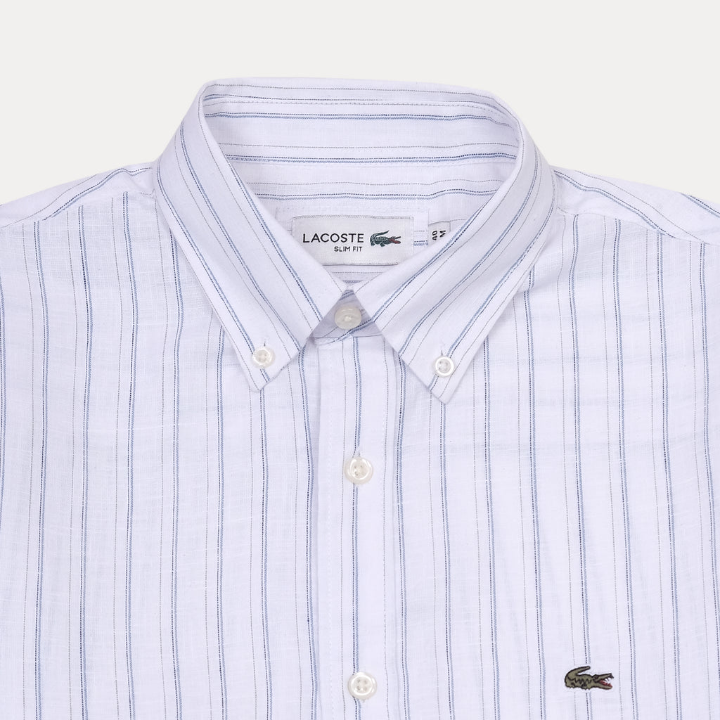 Lacoste Slim Fit Striped Elegance Shirt in Whispering Blue