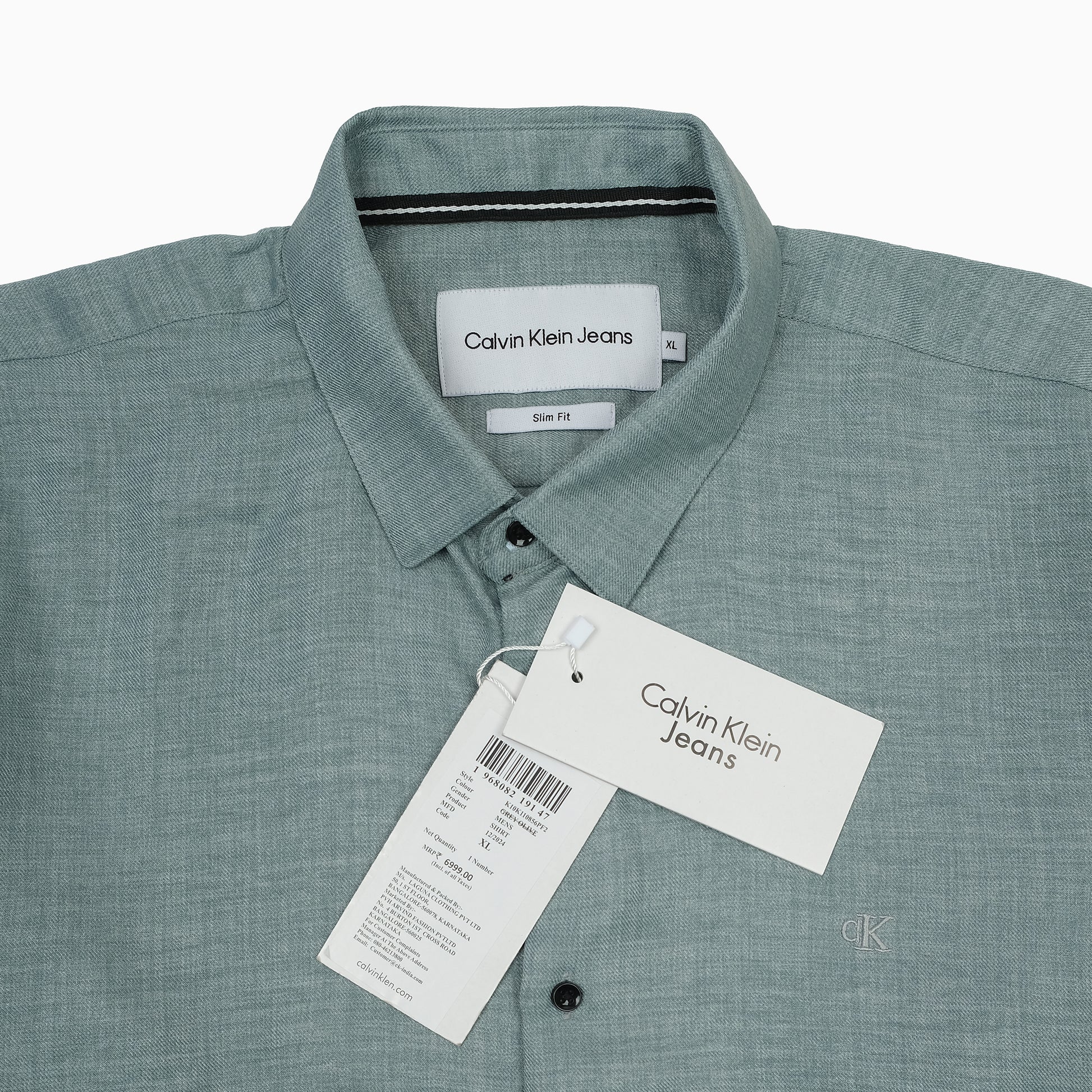 Calvin Klein Jeans Slim Fit Short Sleeve Shirt in Soft Green