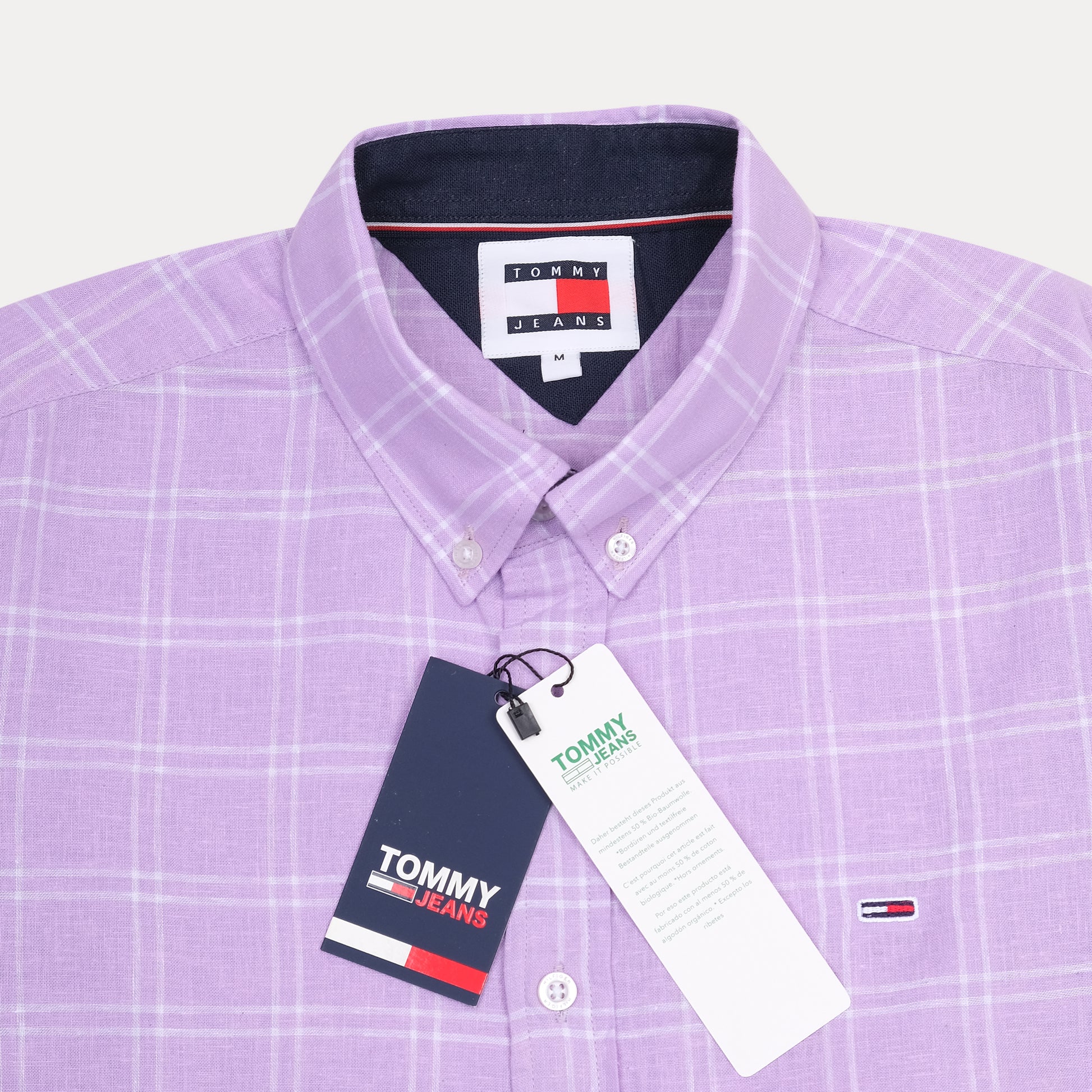 Tommy Jeans Linen Effervescent Lilac Plaid Button-Up Shirt