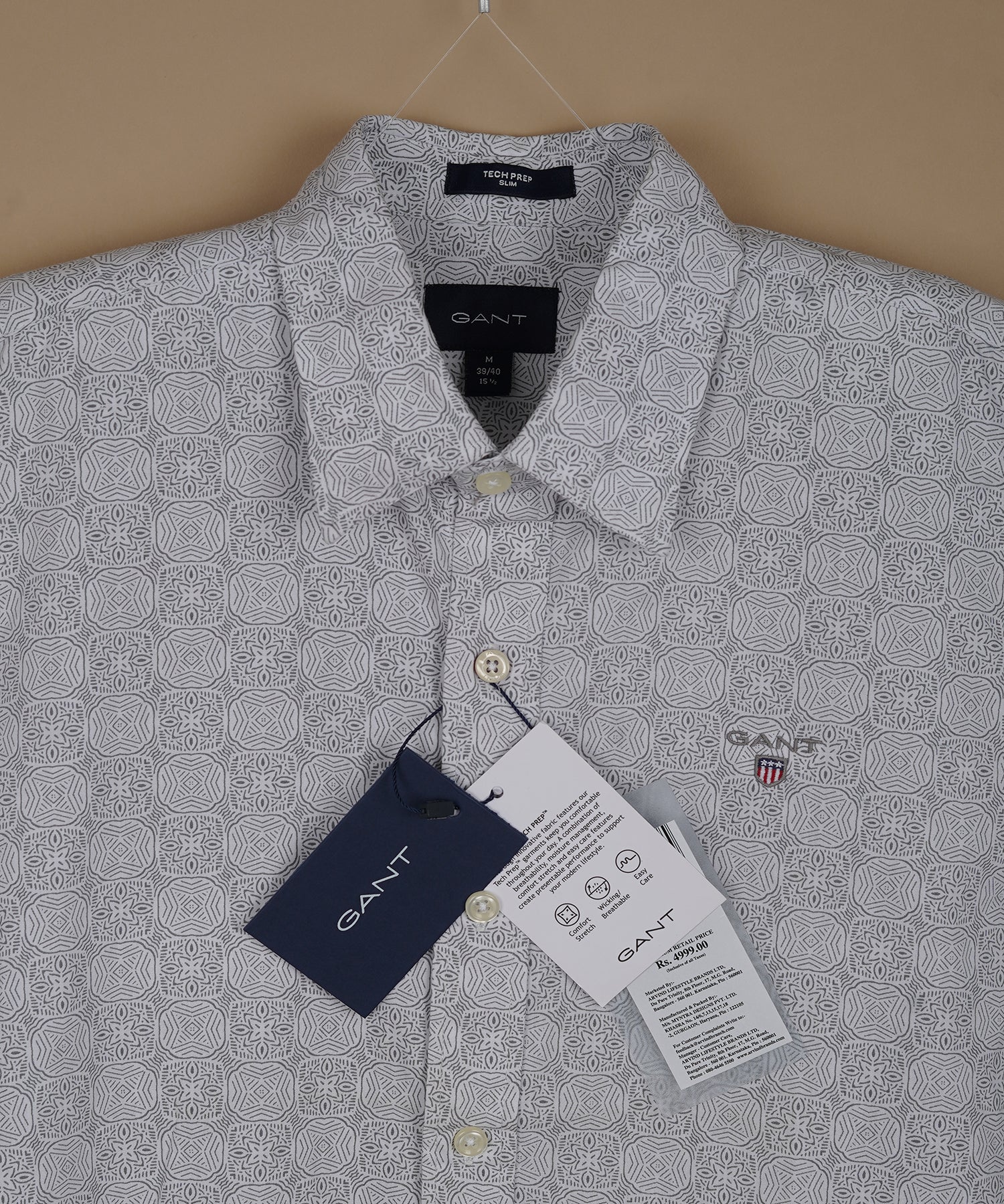 GANT Astral Silver Slim Fit Long Sleeve Shirt