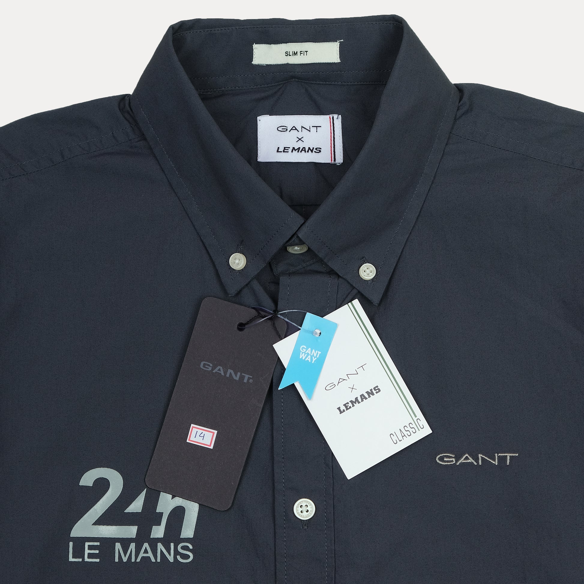 GANT Classic Slim Fit Shirt in Midnight Blue with Le Mans Flair