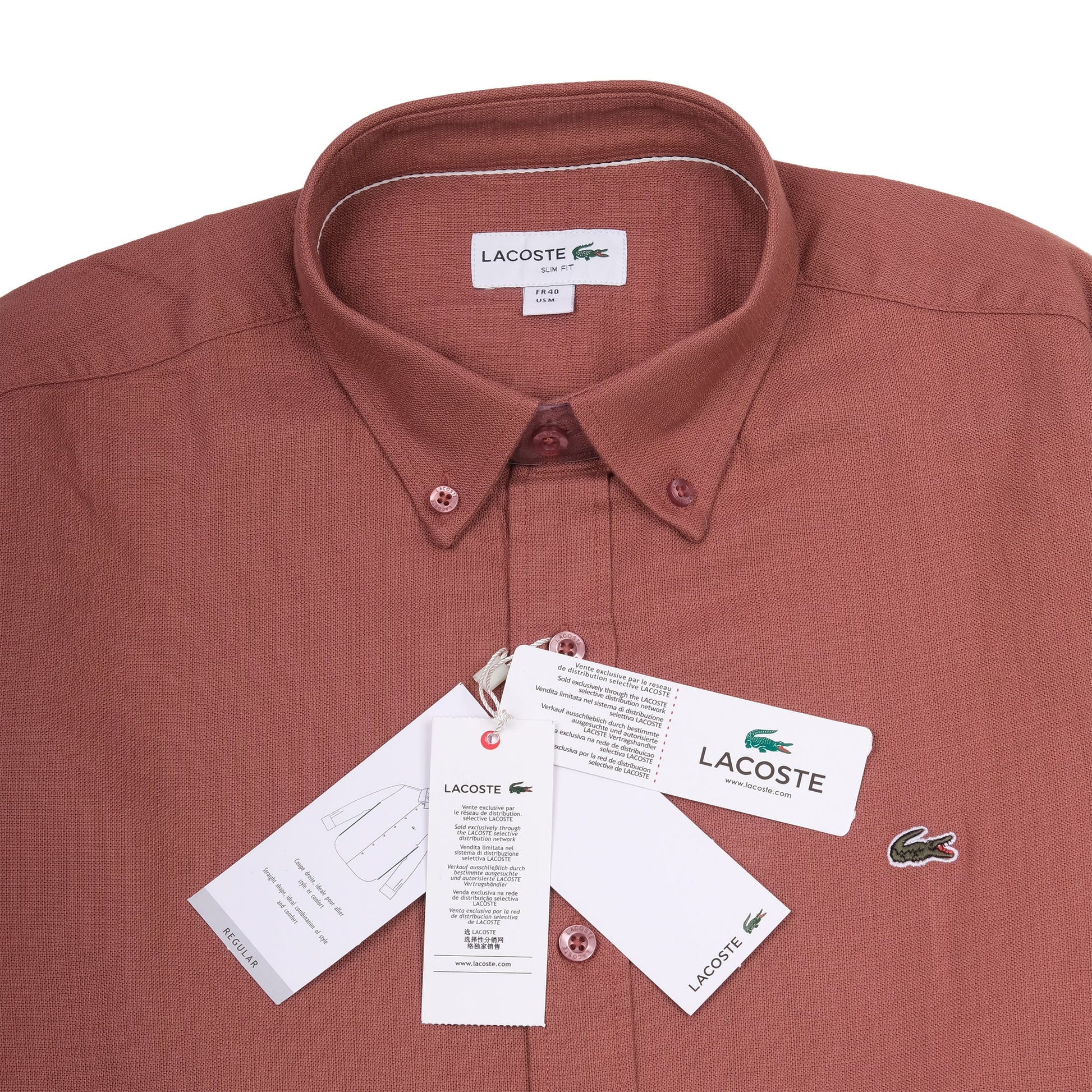 Lacoste Elegant Earthy Long Sleeve Shirt in Rustic Rose