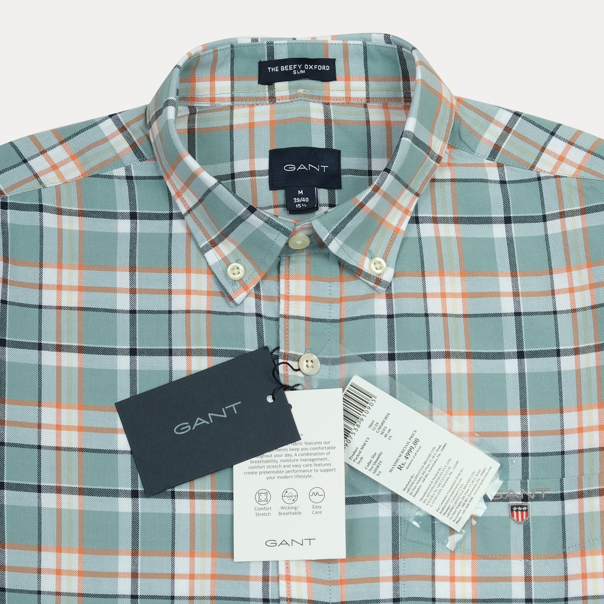 GANT The Beefy Oxford Shirt in Serene Teal Plaid