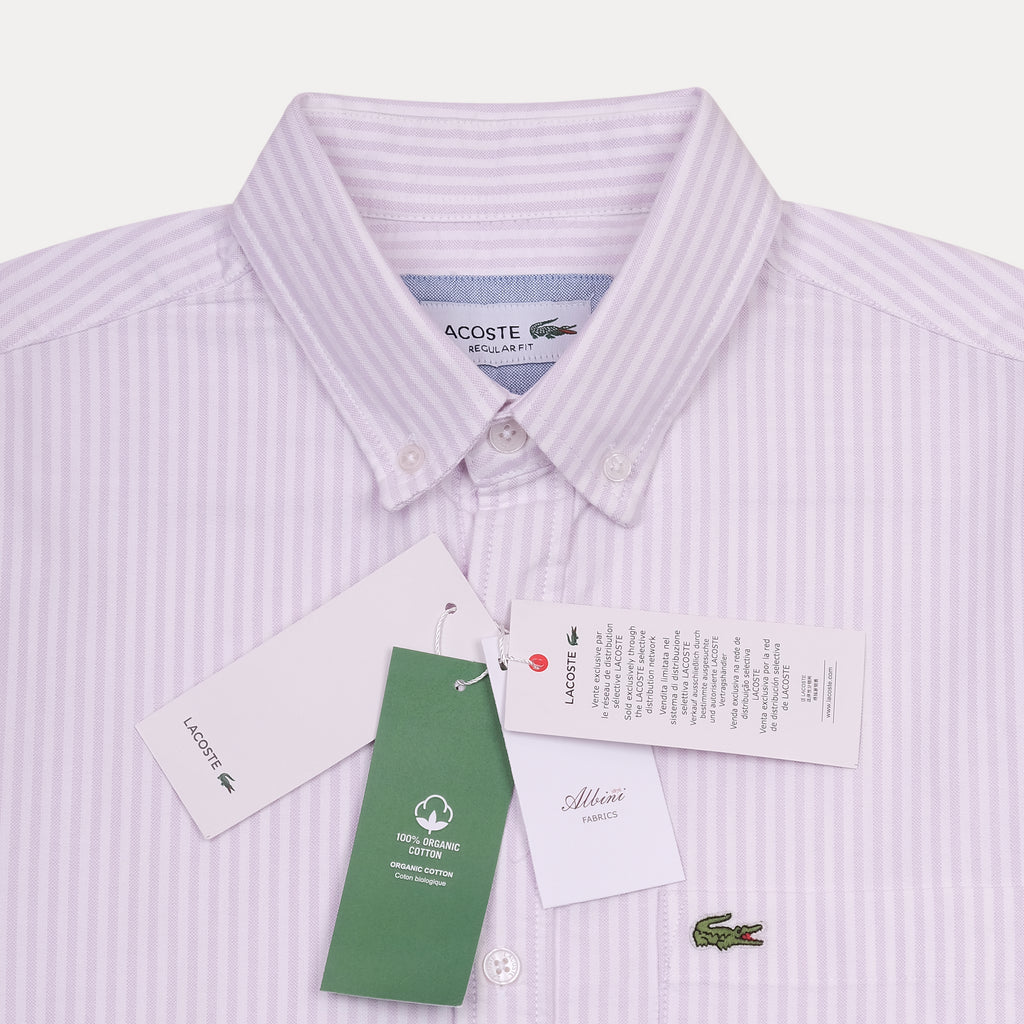 Lacoste Elegant Lilac Striped Button-Up Shirt