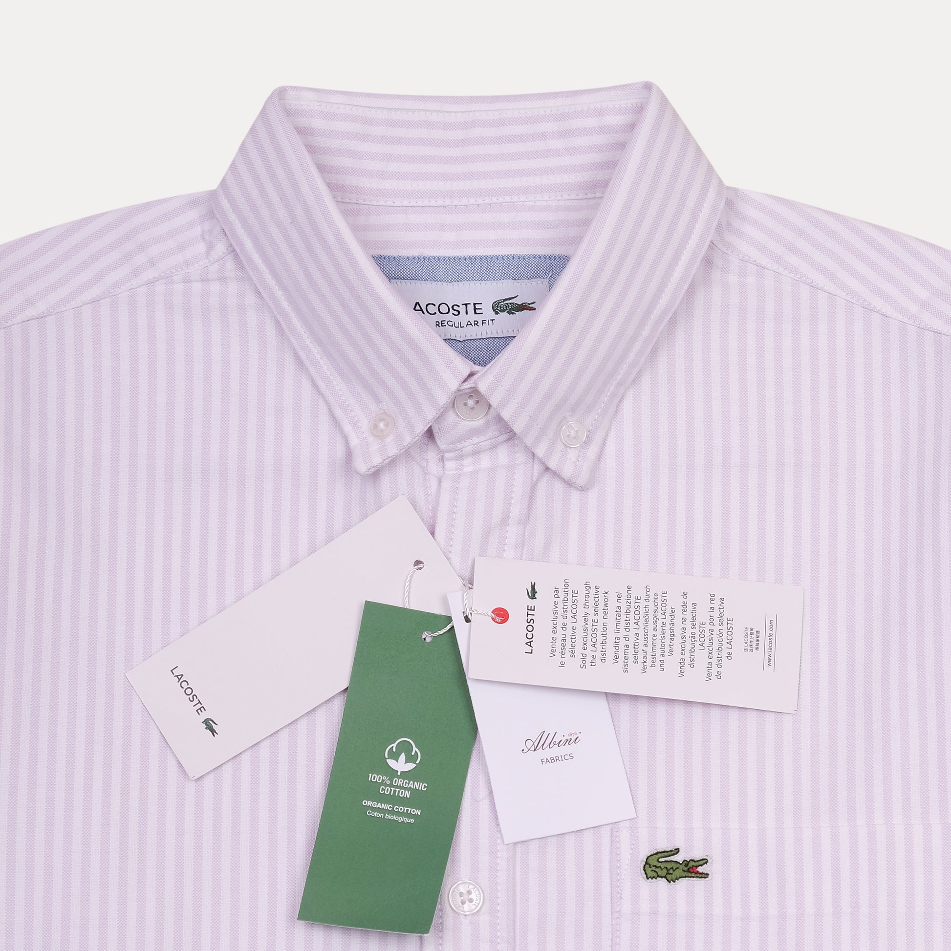 Lacoste Elegant Lilac Striped Button-Up Shirt