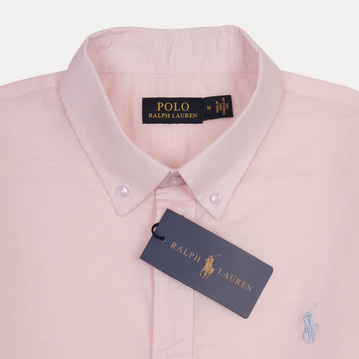 POLO RALPH LAUREN SLIM FIT Button-Down Oxford Linen Shirt in Soft Pink