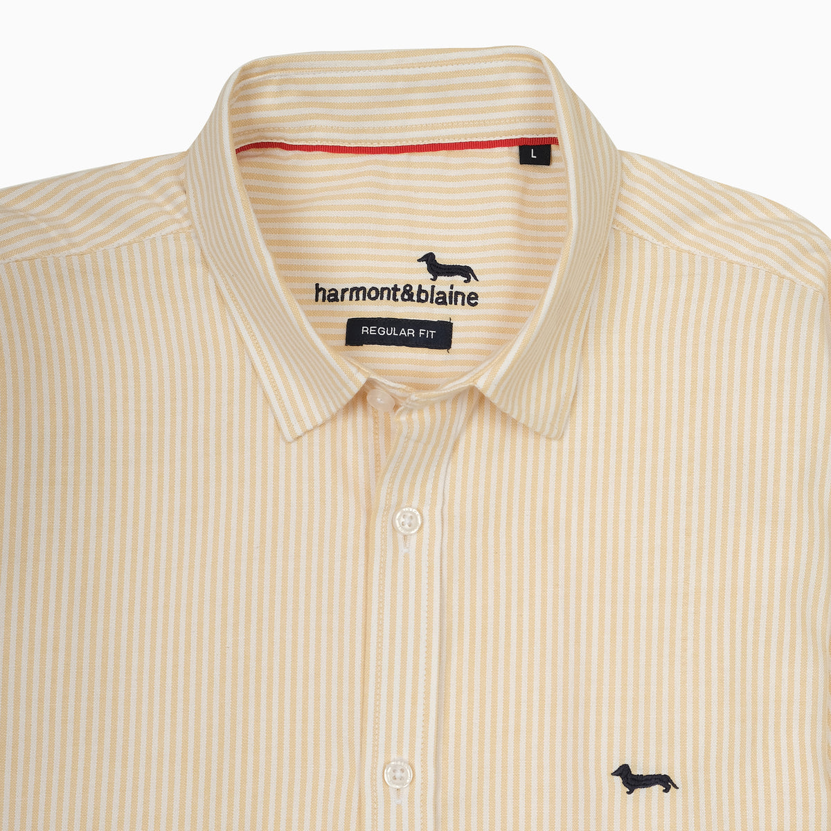 Harmont & Blaine Striped Regular Fit Shirt in Soft Yellow