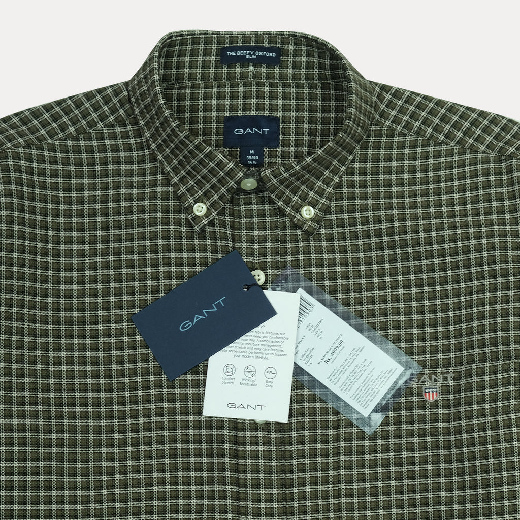 GANT The Beefy Oxford Shirt - Forest Green Checkered Elegance