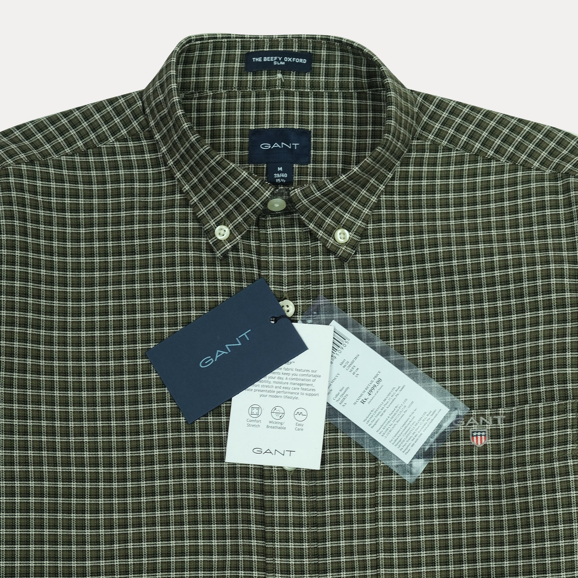 GANT The Beefy Oxford Shirt - Forest Green Checkered Elegance