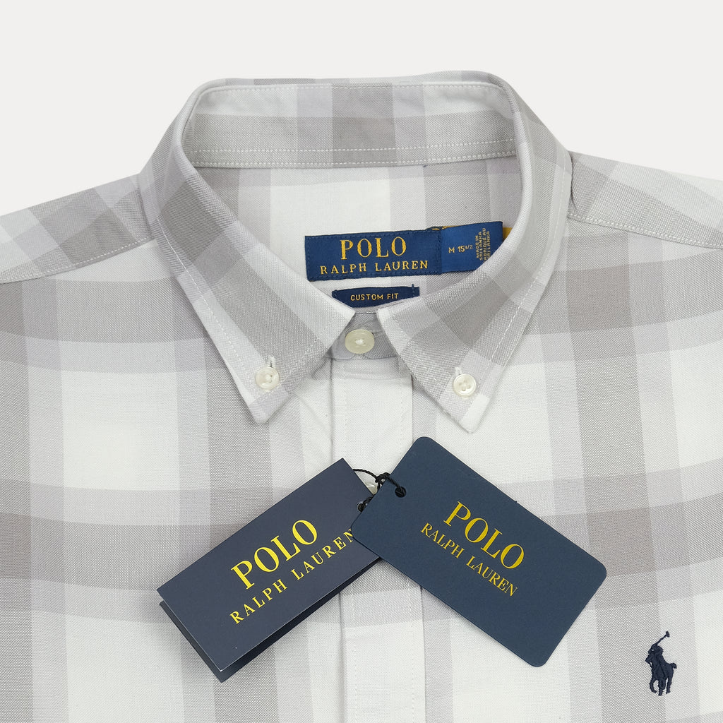 Polo Ralph Lauren Custom Fit Plaid Shirt in Misty Gray