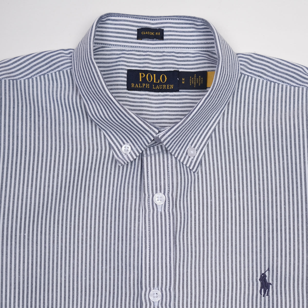 Polo Ralph Lauren Striped Elegance Button-Up Shirt in Nautical Blue