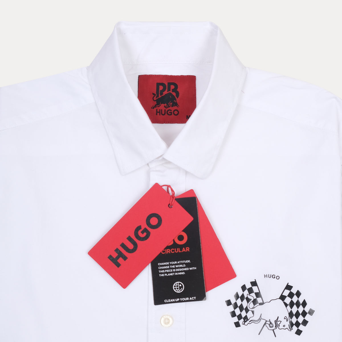 HUGO Checkerboard Graphic Long Sleeve Shirt