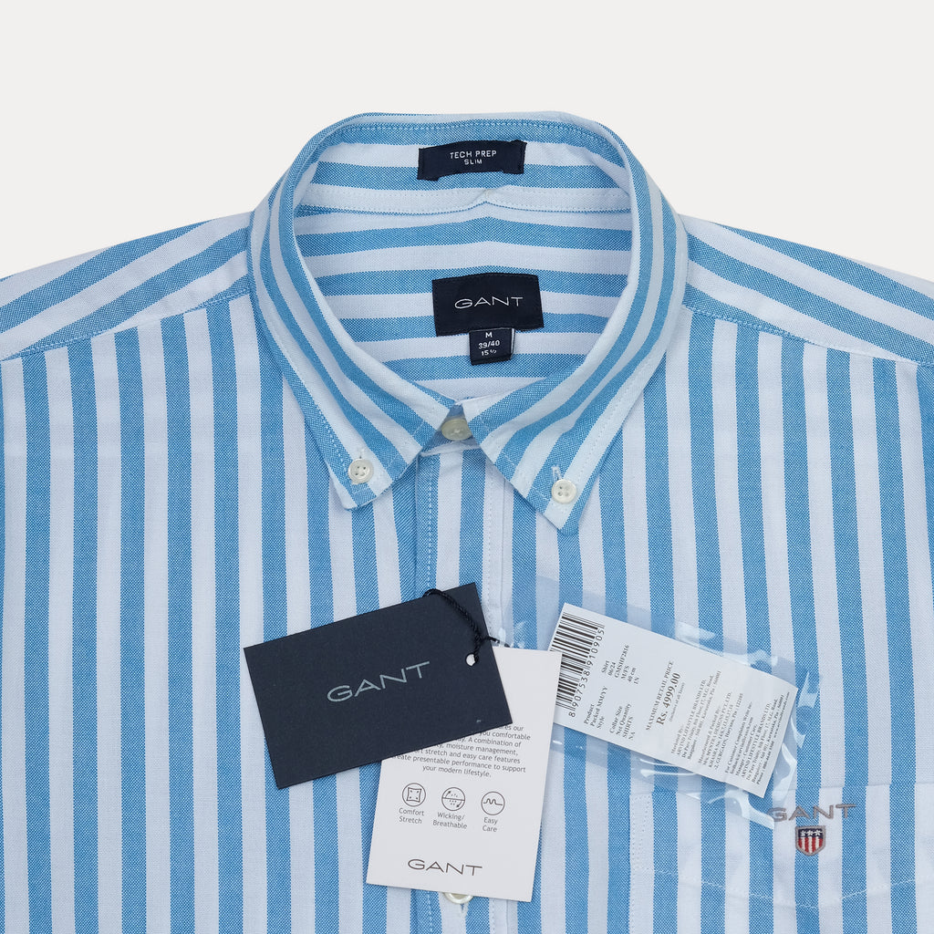 GANT Breezy Blue Striped Tech Prep Shirt