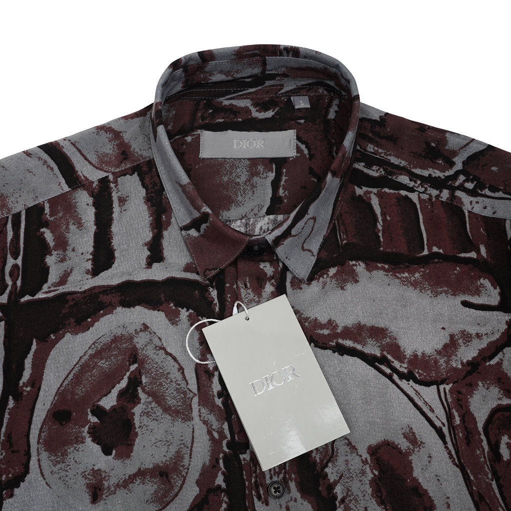 DIOR Seraphic Onyx Whisper Tailored Fit Long Sleeve Silk Shirt