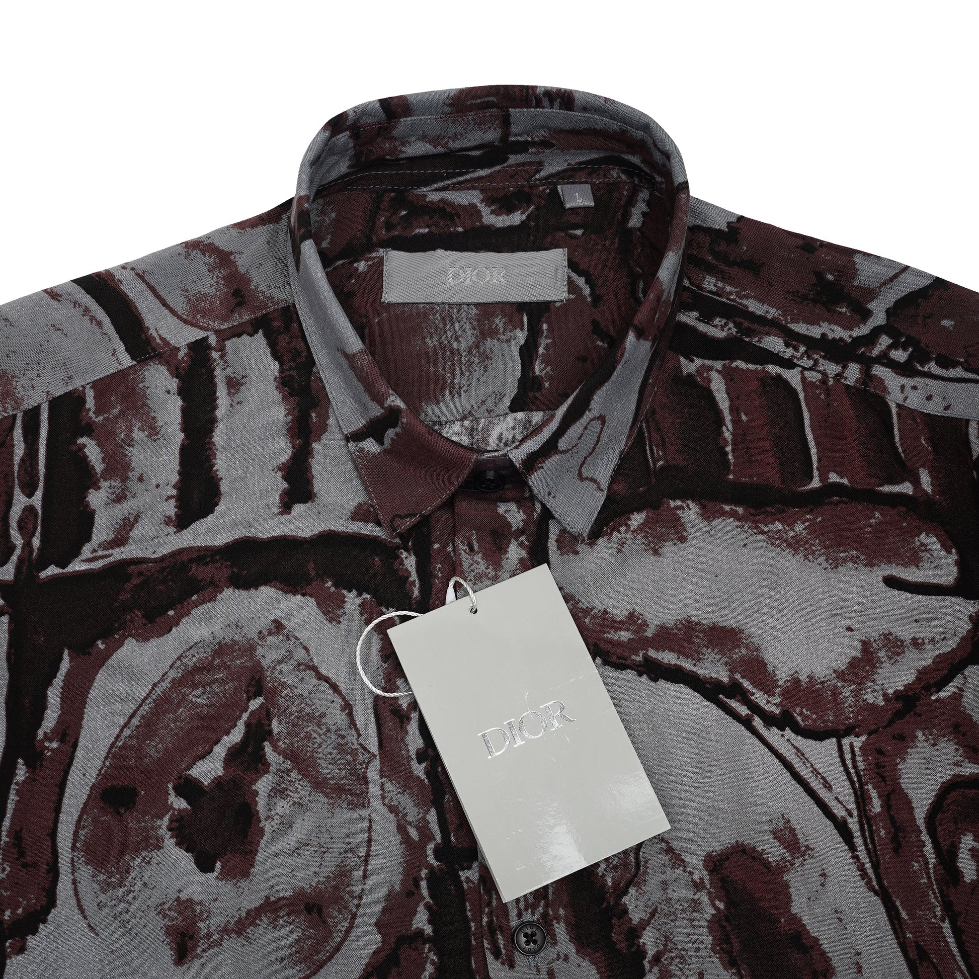 DIOR Seraphic Onyx Whisper Tailored Fit Long Sleeve Silk Shirt