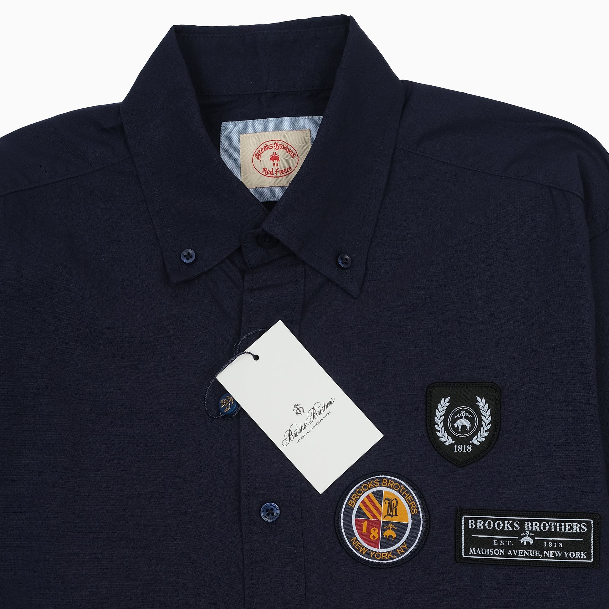 Brooks Brothers Classic Navy Button-Up Shirt with Patches