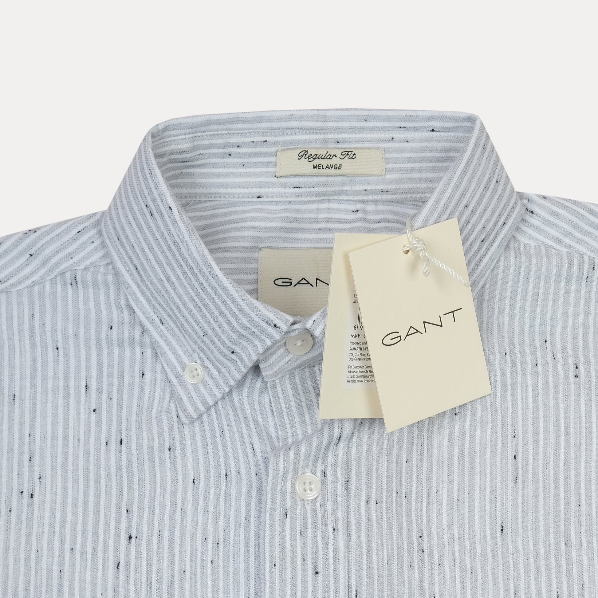 [M��lange Slub Linen] GANT Melange Striped Elegance Shirt in Soft Sky
