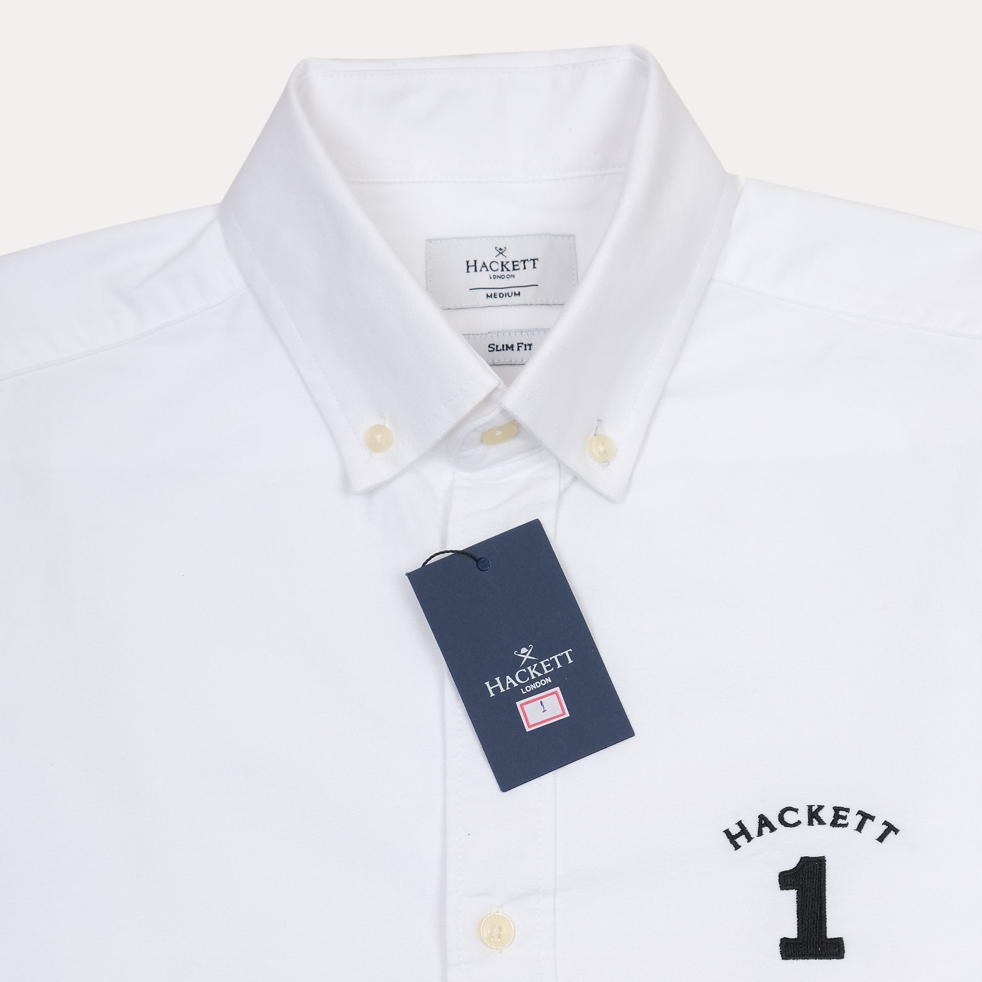 HACKETT Crisp Cotton Classic White Button-Up Shirt