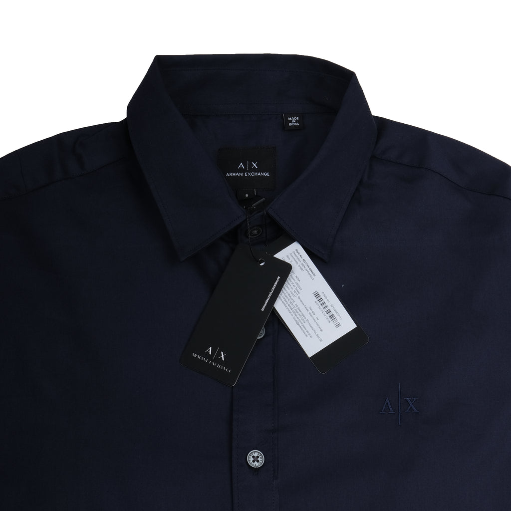 Armani Exchange Elegant Midnight Blue Button-Up Shirt