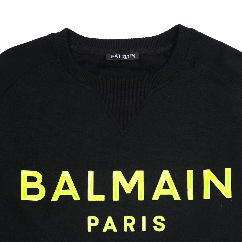 Balmain Bold Black Sweatshirt with Neon Accents