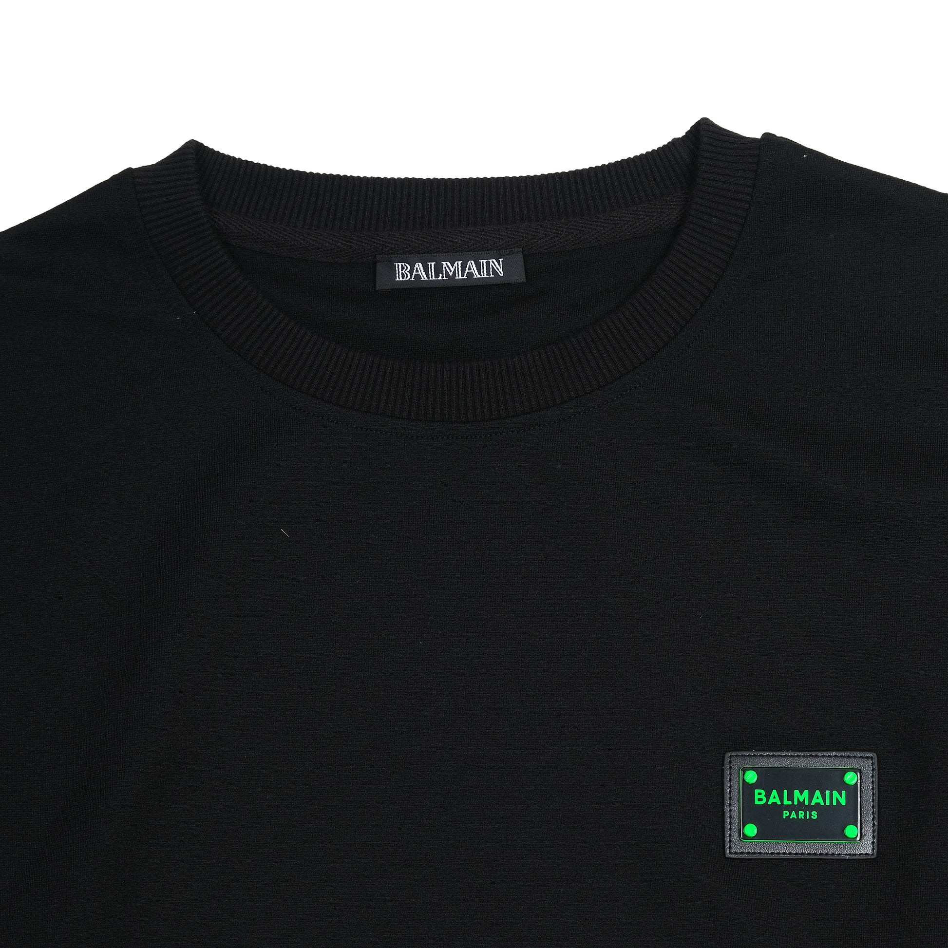 Balmain Luxe Black Cotton Sweatshirt with Neon Accents