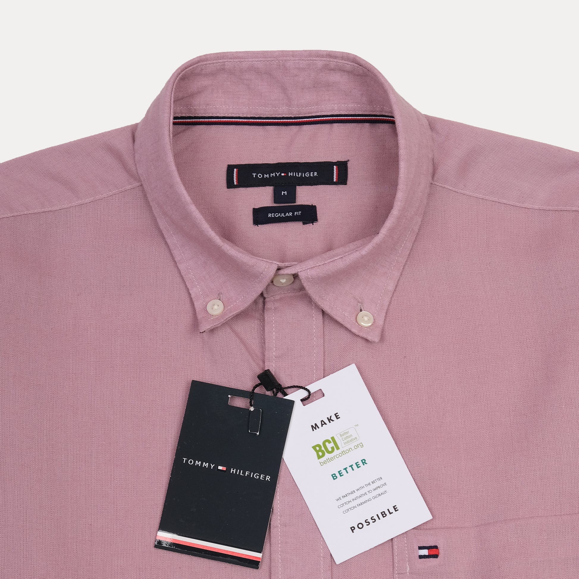 TOMMY HILFIGER Elegant Mauve Button-Up Linen Shirt