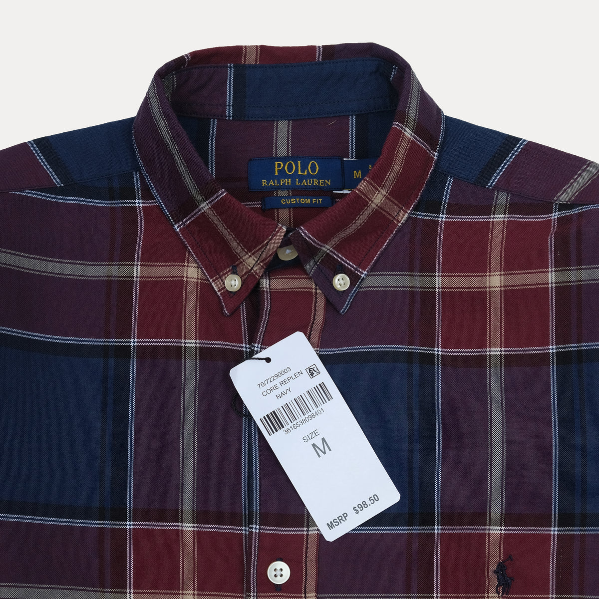 Polo Ralph Lauren Custom Fit Plaid Shirt in Majestic Midnight & Burgundy Bliss